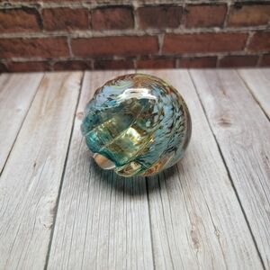 Beautiful Signed Antonio Seguso Murano Italy Colorful Nautilus Glass Paperweight